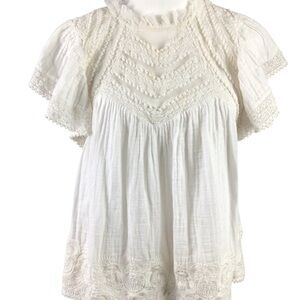 Anthropologie Forever That Girl Top Medium Embroidered Crochet